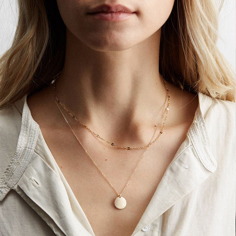 Fashion Jewelry Hot Sale Fashion Stainless Steel Necklace Double Gold-plated Necklace Clavicle Chain Wholesale Nihaojewelry