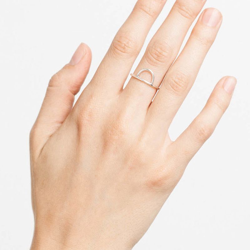 Women's Geometric Ring 925 Silver Hollow Semicircle Ring Simple Jewelry Wholesale Nihaojewelry