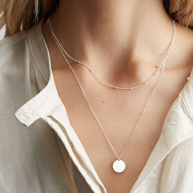 New Simple Summer Double-layer Necklace Stainless Steel Chain Necklace Necklace Explosion Jewelry Wholesale Nihaojewelry