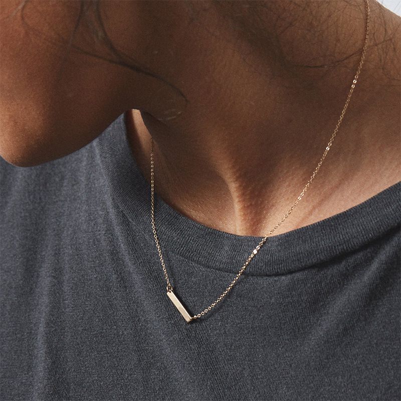 Jewelry Simple And Delicate Geometric Rectangular Pendant Stainless Steel Necklace Neck Chain Distribution Wholesale Nihaojewelry