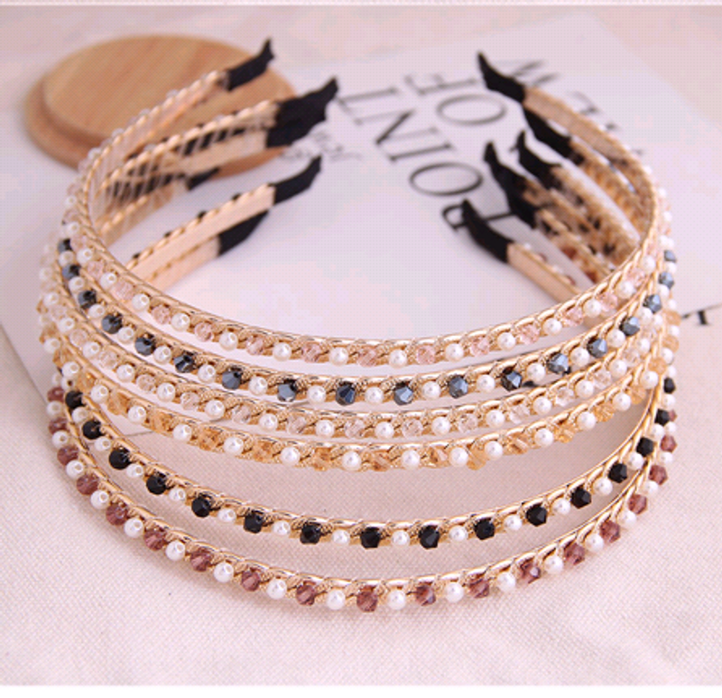 Korean Style Fashion Wild Simple And Delicate Crystal Pearl Personality Ladies Headband/hair Accessories Hairband Wholesale Niihaojewelry