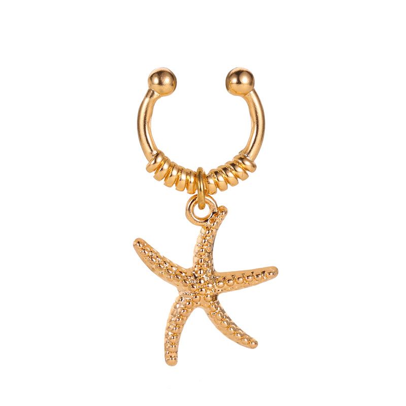 Fashion New Simple  Ocean Wind Stars Pendant Ear Bone Clip Starfish Copper   Single Ear Clip Nihaojewelrywholesale