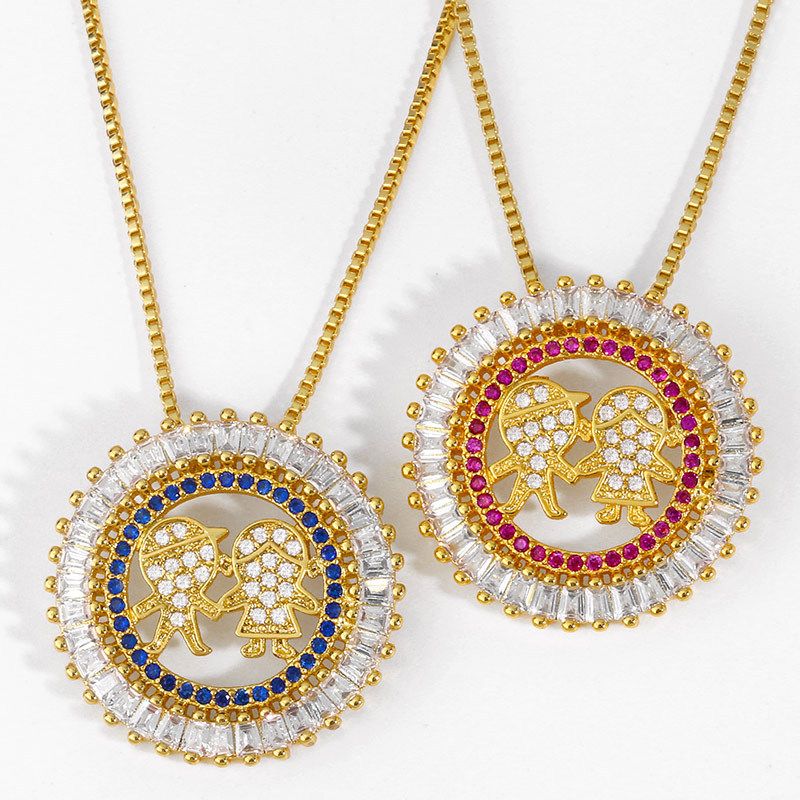 Fashion Jewelry Couple Necklace Boy Girl Diamond Pendant Necklace Birthday Gift Wholesale Nihaojewelry