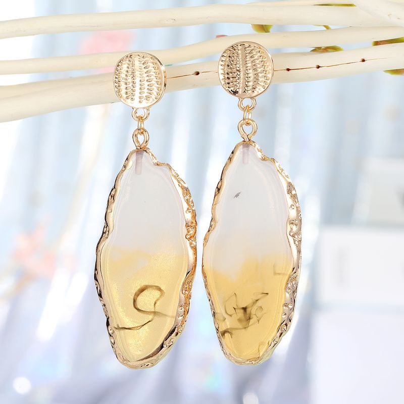 4-color New Jewelry Long Imitation Agate Piece Earrings Exaggerated Long Earrings Halo Dyed Resin Earrings Wholesale Nihaojewelry