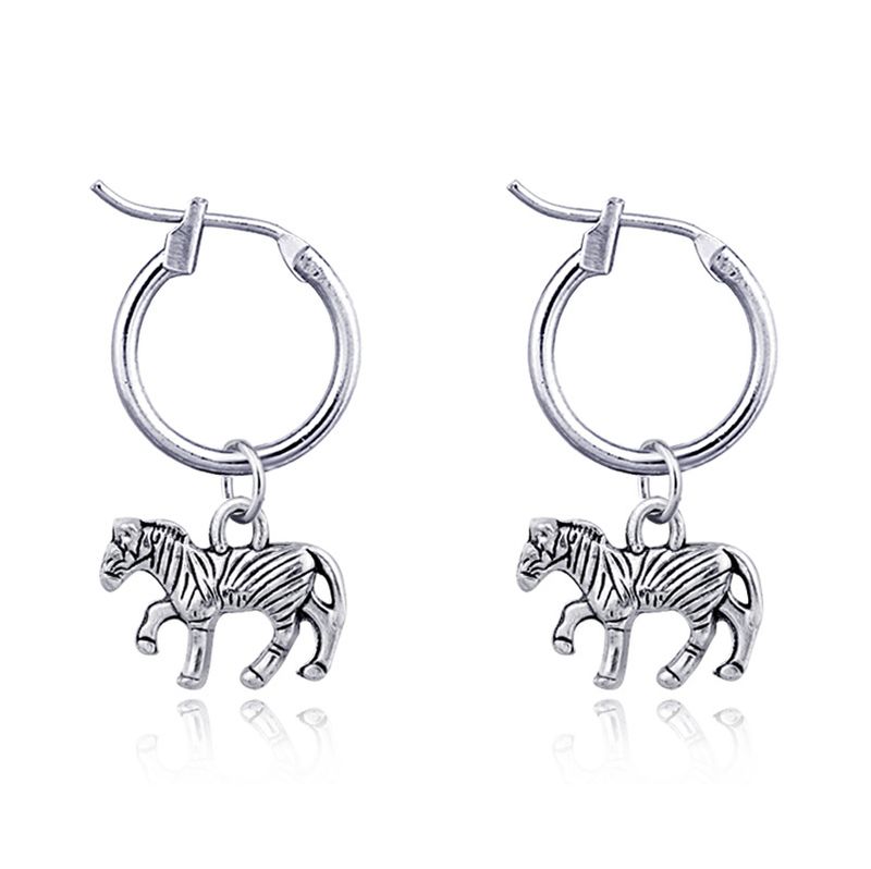 Européen Et Américain De Mode Animaux Boucles D'oreilles Rétro Mignon Poney Pendentif Earclip Boucles D'oreilles Femelle  Vente Chaude