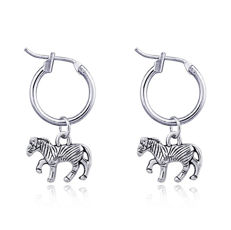 European And American Fashion Animal Hoop Earrings Retro Cute Pony Pendant Earclip Earrings Female  Hot Sale
