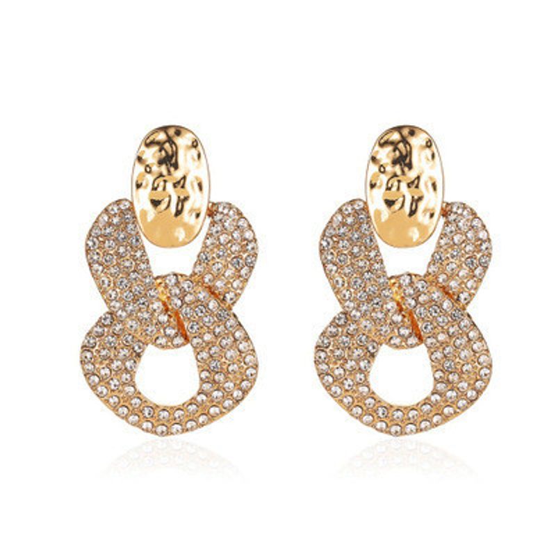 New Trend  Exaggerated Flash Diamond Cross Earrings Earrings Personality Geometric Hollow Earrings Wholesale Nihaojewelry