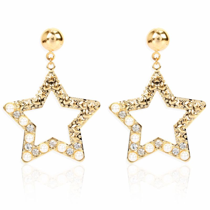 Personnalité Simple Creux Étoiles Diamant Boucles D'oreilles Mode Tempérament Sauvage Boucles D'oreilles En Gros Nihaojewelry