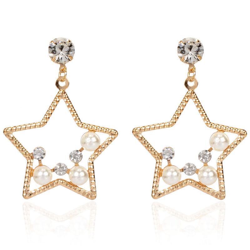 Fashion Temperament Imitation Pearl Alloy Star Wild Earrings Personality Exaggerated Earrings Wholesale Nihaojewelry