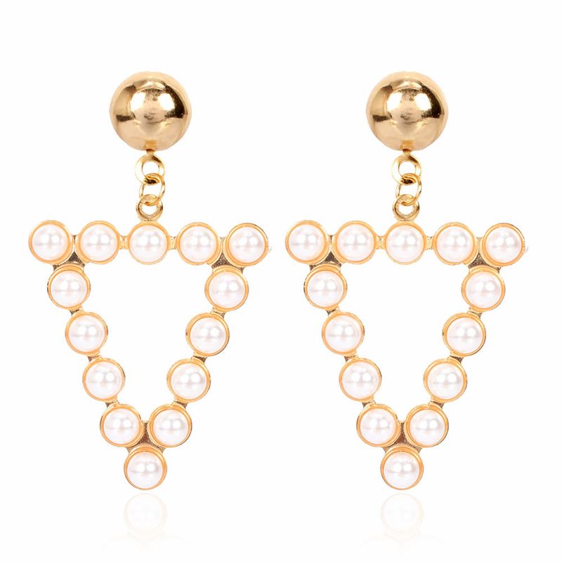 Simple Personality Geometric Alloy Diamond Inlaid Pearl Earrings Fashion Earrings Wholesale Nihaojewelry