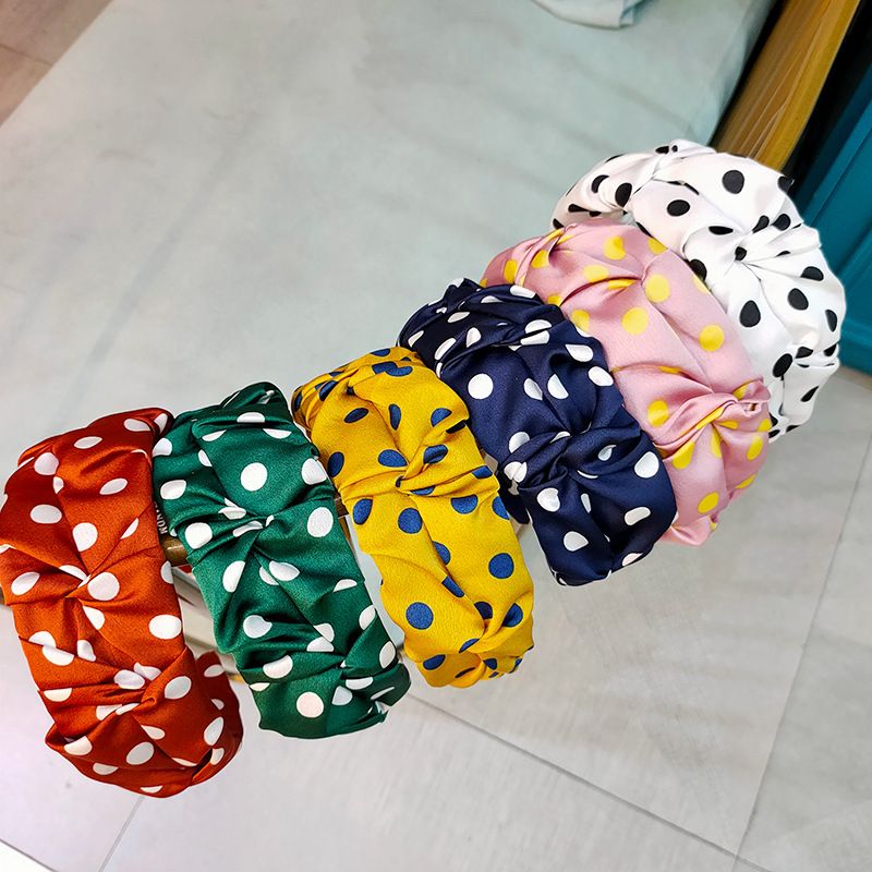 Korean Fashion Flower Bud Section Wide-edged Wave Point Hair Hoop Simple Fabric Fold Hairpin Retro High-end Headband Pressure Hair Ladies Wholesale Nihaojewelry