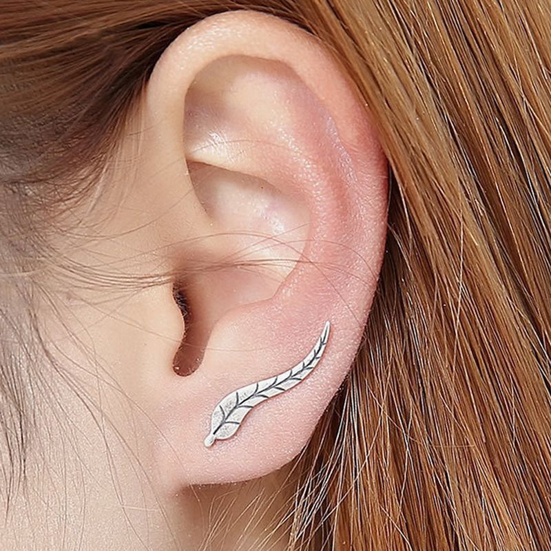 Classic Tree Leaf Ear Stud Ear Clips Environmental Protection Alloy Gold-plated Silver Angel Wings Feather Ear Stud Ear Clips Wholesale Nihaojewelry