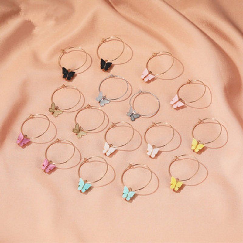 New Earrings Simple Butterfly Earrings Temperament Color Acrylic Butterfly Earrings Wholesale Nihaojewelry