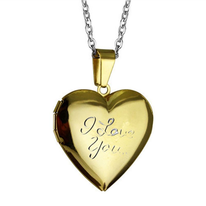 Fashion Retro Stainless Steel Heart-shaped Photo Box Chain Wholesale Nihaojewelry