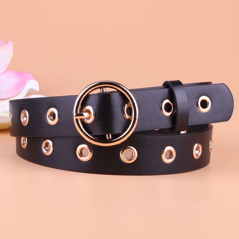 Cinturón De Pu De Mujer Sin Perforaciones Corea Hebilla Redonda Señoras Cinturón Decorativo Hinchado Al Por Mayor Nihaojewelry