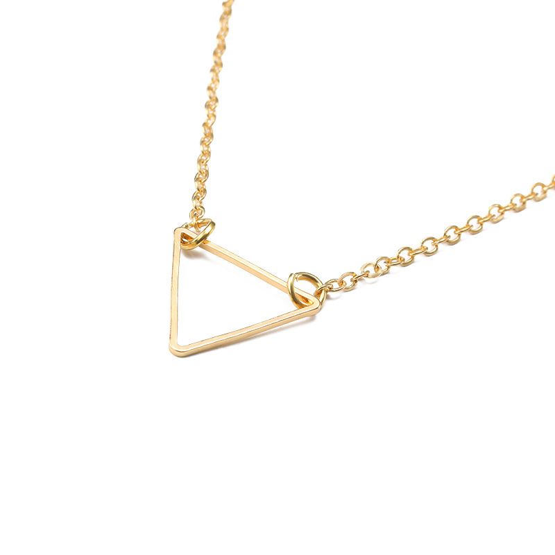 Geometric Popular Jewelry Simple Triangle Pendant Necklace Fashion Creative Hollow Sweater Chain Wholesale Nihaojewelry