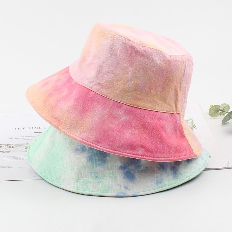 Double-sided Fisherman Hat New Brand Street Sun Hat Summer Tie-dye Flat Top Hat Wholesale Nihaojewerly