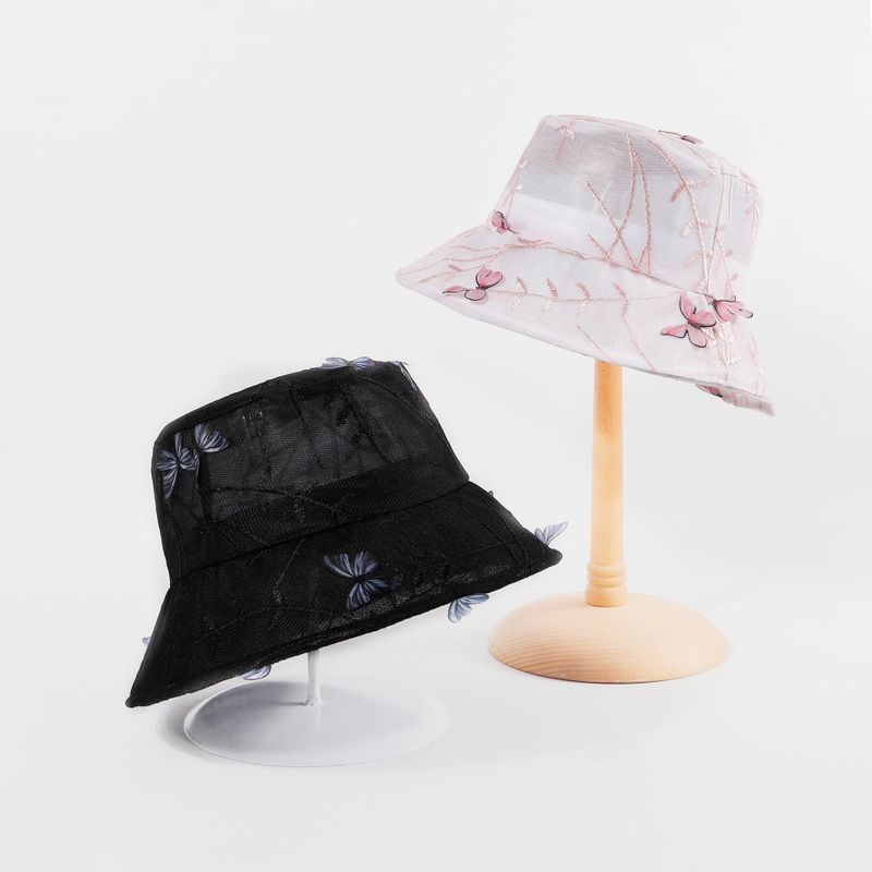 Eugen Yarn Fisherman Hat Summer Girl Light And Breathable Elegant Korean Transparent Butterfly Sunshade Sun Hat Wholesale Nihaojewerly