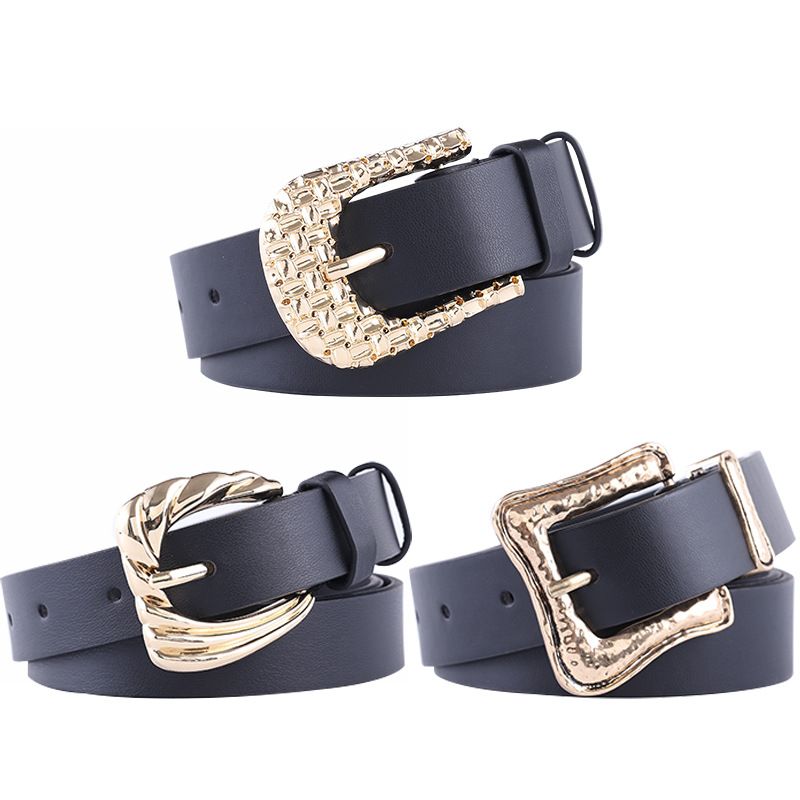 Combination With Black Gold Buckle Belt Ladies Fashion Pattern Pin Buckle Decorative Belt Women Wholesale Nihaojewelry