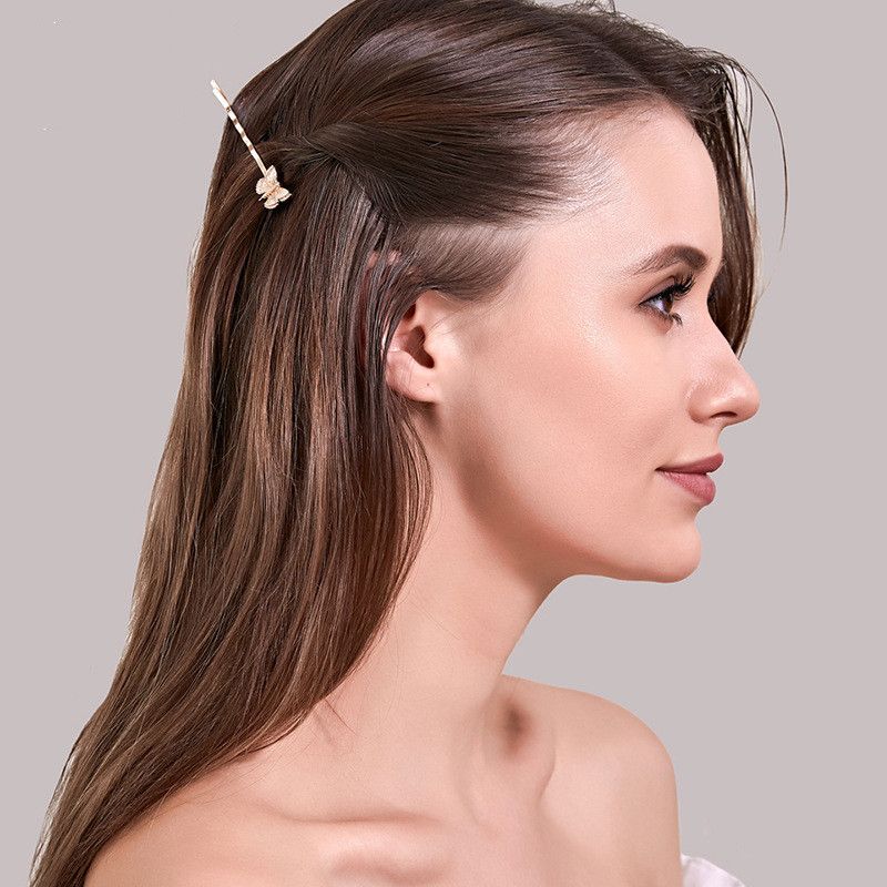 Neue Koreanische Haarschmuck Metall Beschichtung Schmetterling Haarnadel Haarnadel Kreative Mode Seiten Clip Einfache Geometrische Goldene Haarnadel