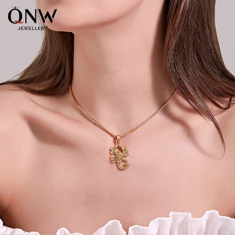 New Funds Decorated Hip-hop Style Retro Hollow Necklace Imitation Gold Scorpion Pendant Sweater Chain Wholesale Nihaojewelry