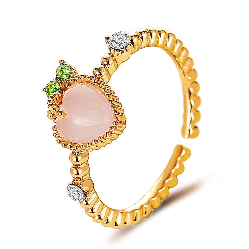 Sweet Pink Peach Ring Summer Loving Opal Finger Ring Wholesale Nihaojewelry
