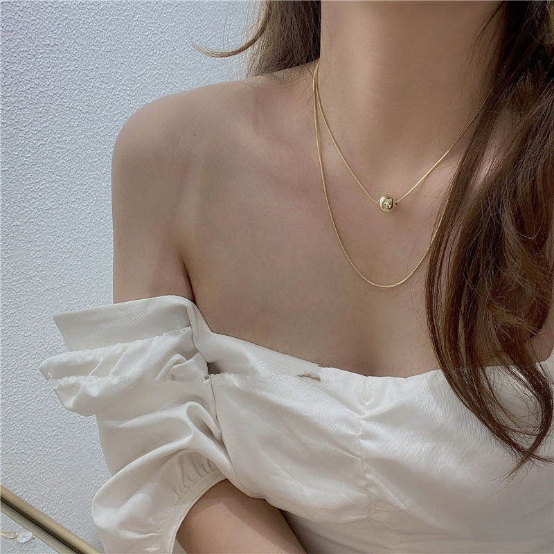Simple Double Necklace Short Round Bead Necklace Clavicle Chain Neck Chain Choker Wholesale Nihaojewelry