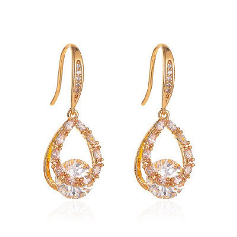 New Fashion Zircon Water Drop Pendant Earrings Creative Baroque Zircon Long Drop Earrings Wholesale Nihaojewelry
