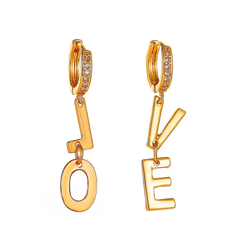 New Earrings Hipsters Simple Love Earrings Creative Asymmetric Letters Pendant Earrings Wholesale Nihaojewelry