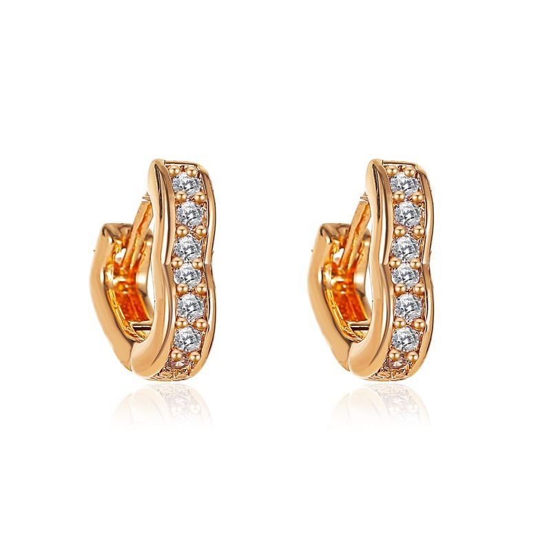 New Earrings Hollow Earrings Ladies Flash Diamond Zircon Love Earrings Wholesale Nihaojewelry
