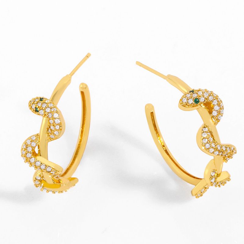 Jewelry New Earrings C-shaped Earrings Models Diamond-shaped Snake Earrings Wholesale Nihaojewelry