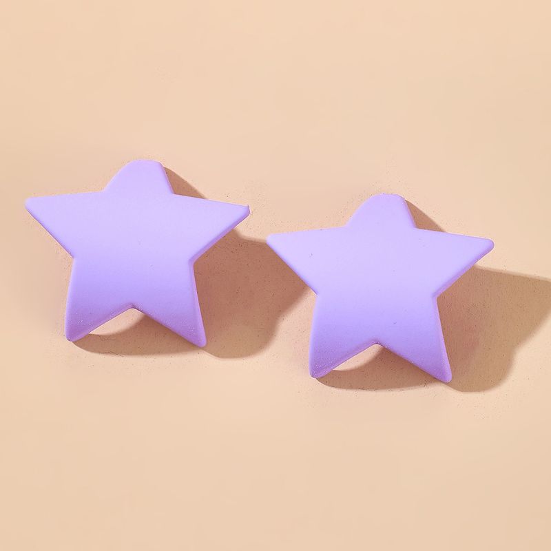 Nueva Aguja De Plata Simple Pendiente De Estrella De Cinco Puntas Púrpura Moda Creativa Pendientes Semicirculares Joyería De Verano Al Por Mayor Nihaojewelry