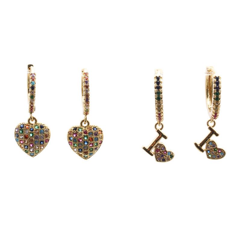 Jewelry Earrings Hot Selling Earrings Micro Inlaid Zircon Love Earrings Stud Wholesale Nihaojewelry