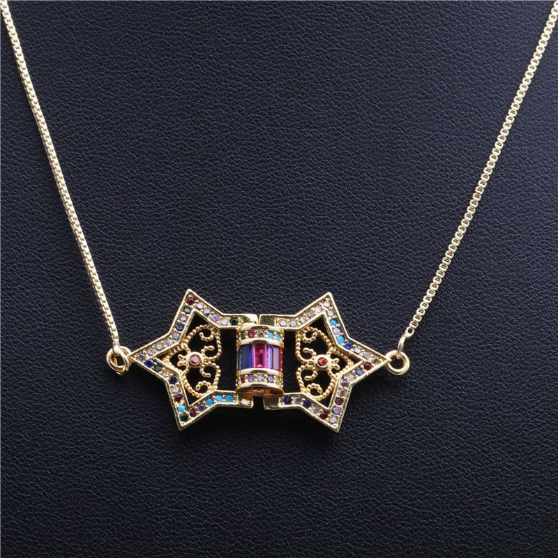 New Trend Products Micro-inlaid Zircon Arrow Five-star Triangle Necklace Wholesale Nihaojewelry
