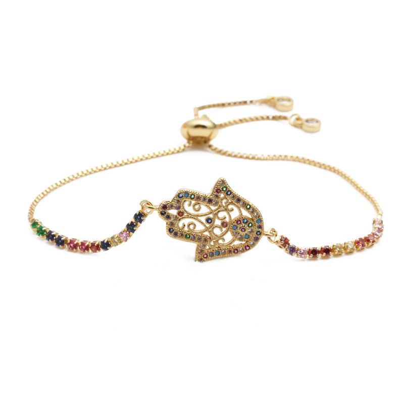 Fashion Jewelry Copper Micro Inlay Zirconium Maple Leaf Adjustable Bracelet Wholesale Nihaojewelry