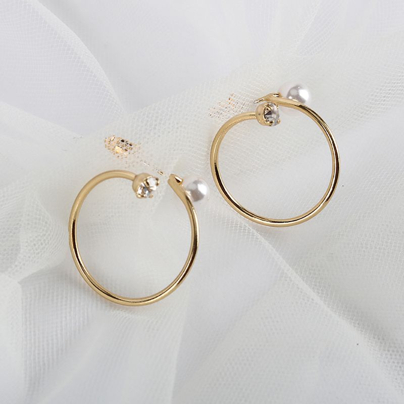 Exaggerated Pearl Earrings 18k Real Gold Plating S925 Silver Needle Ring Earrings Wholesale Nihaojewelry