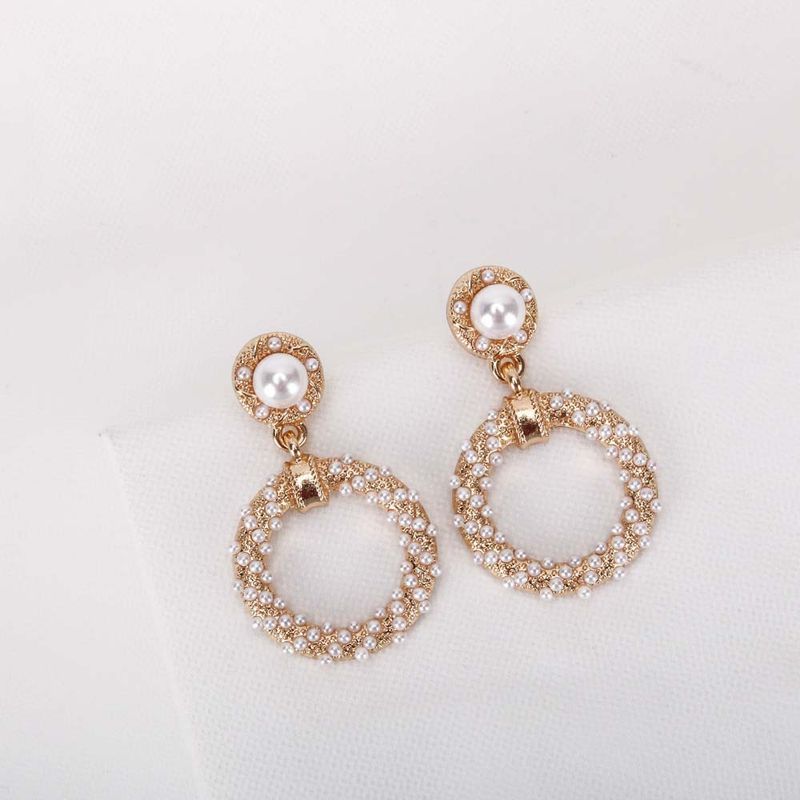 Pearl Earrings Korean Popular Jewelry 925 Silver Pin Gold Stud Earrings Hollow Pattern Earrings Wholesale Nihaojewelry