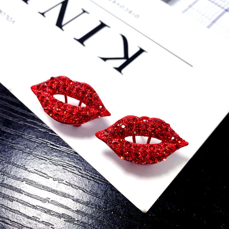 Korean Sexy Flame Red Lips Earrings Hypoallergenic Lips Earrings Exaggerated Fashion Earrings Wholesale Nihaojewelry