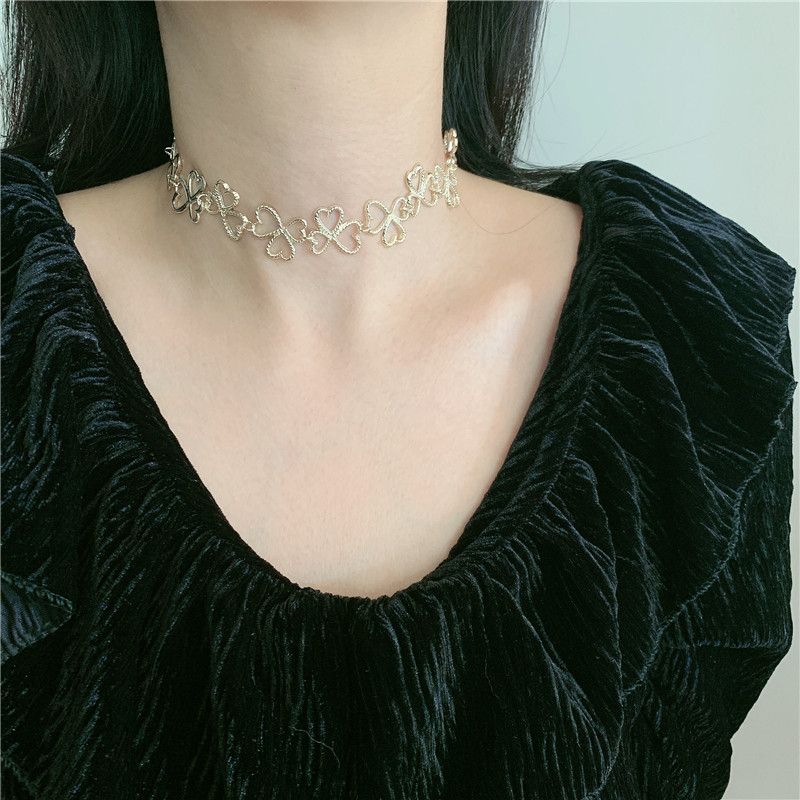 Flower Metal Hollow Stitching Love Clavicle Chain Choker Neck Chain Wholesale Nihaojewelry