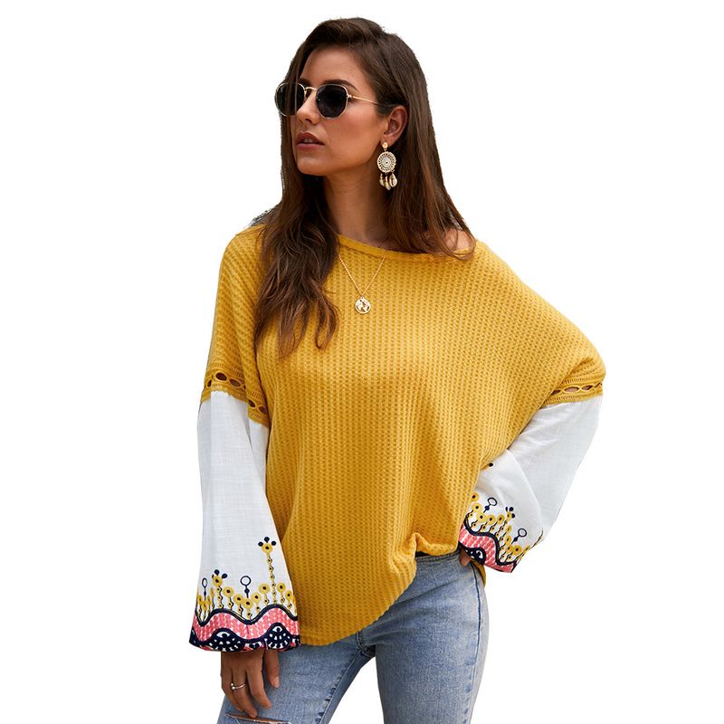 Fashion Women's New  Autumn And Winter Knitted Stitching Top Sweater Wholesale Nihaojewelry