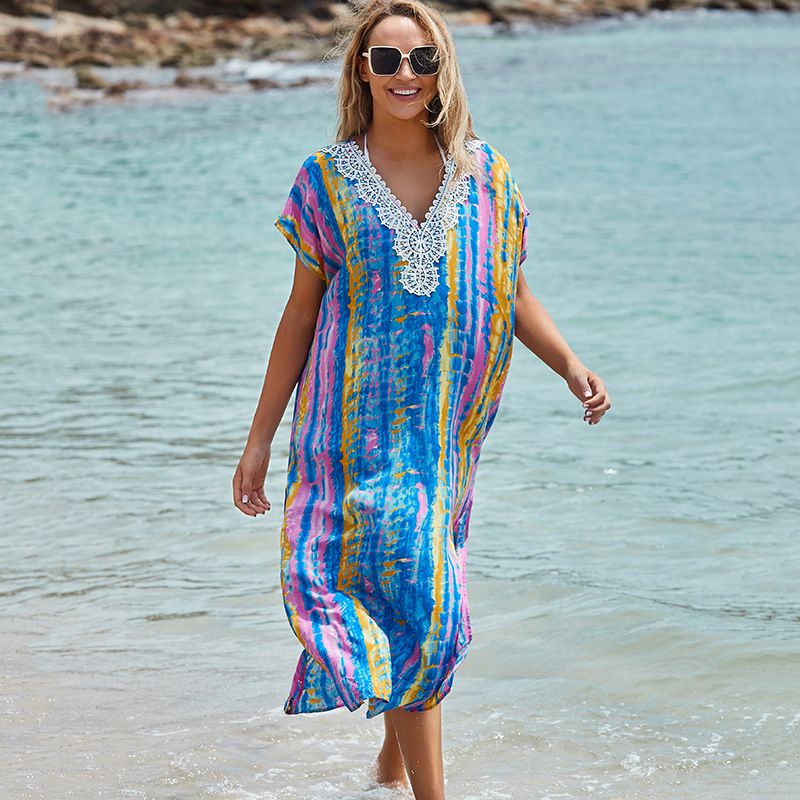 Women New Lace Cotton Dyeing Robe Beach Sunscreen Suit Wholesale Nihaojewelry