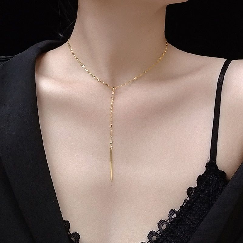 Fashion Digital Y-shaped Necklace Y-shaped Tassel Short Necklace Clavicle Necklace Titanium Steel Necklace Wholesale Nihaojewelry