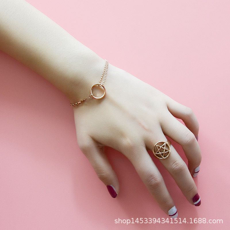 Ring Bracelet Box With Chain Titanium Steel Material 18k Real Gold Plated Three Layers Non-fading Wholesale Nihaojewelry