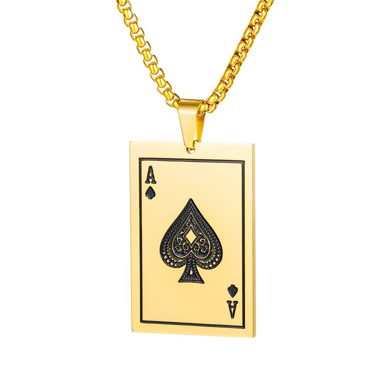 New Products Fashion Wild Titanium Steel Spades A Playing Card Pendant Trend Necklace Wholesale Nihaojewelry