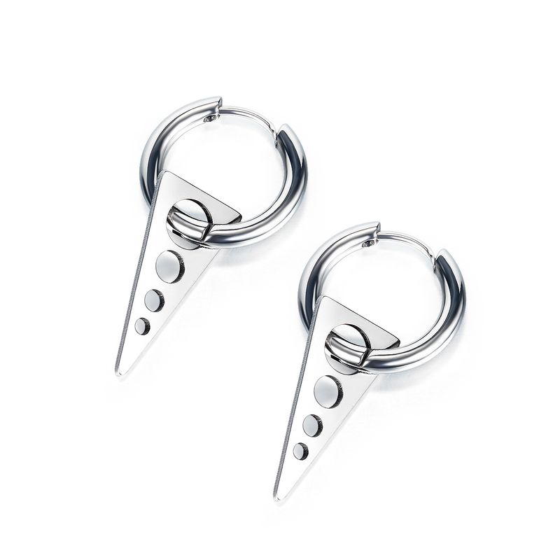Hot Sale Men's Titanium Steel Earrings Retro Circle Triangle Earrings Jewelry Wholesale Nihaojewelry