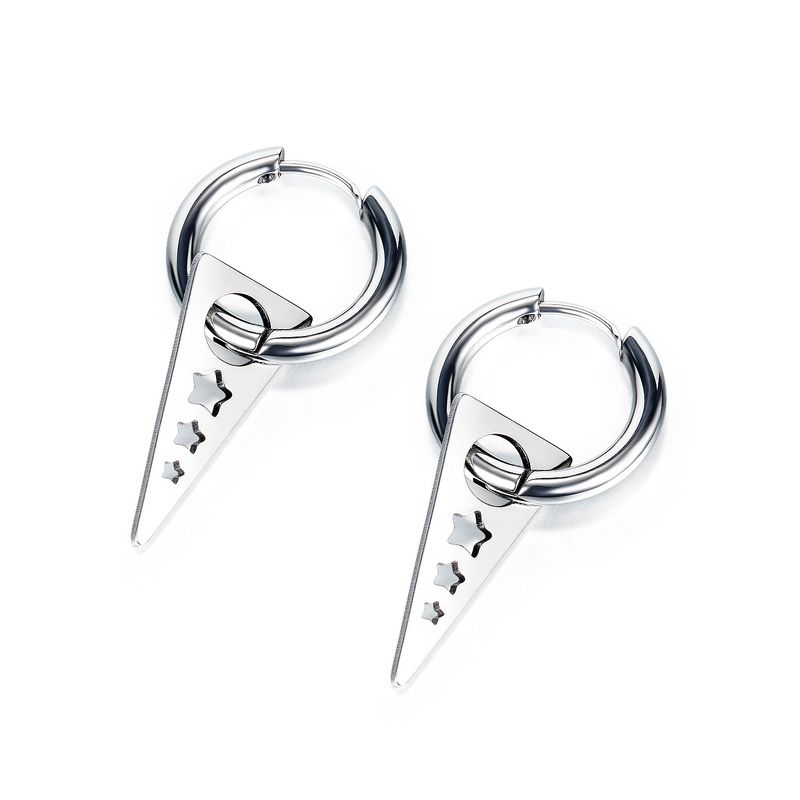 Hot Sale Earrings Hip-hop Men's Titanium Steel Earrings Classic Five-pointed Star Triangle Earrings Wholesale Nihaojewelry