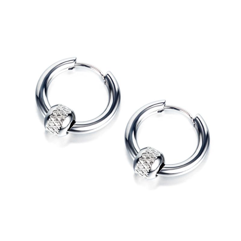 Hot Sale Fashion Men's Mesh Circle Titanium Steel Earrings New Products Earrings Wholesale Nihaojewelry