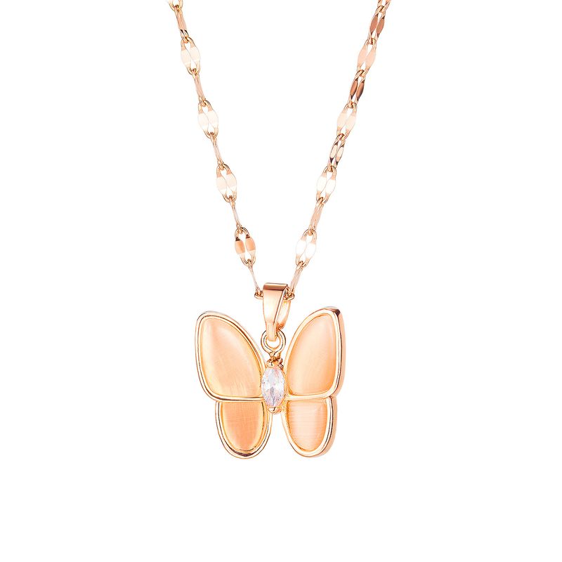 Nouvelle Mode Coréenne Diamant Pendentif Titane Acier Papillon Collier Chaîne De Clavicule En Gros Nihaojewelry