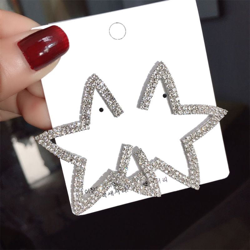 Korean S925 Silver Needle New Star Earrings Five-pointed Star Exaggerated Earrings Wholesale Nihaojewelry