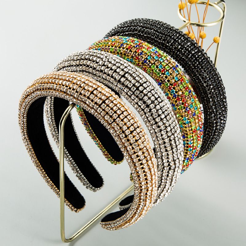 Fashion  Inlaid Color Diamond Sponge Headband  Luxury  Hair Accessories  Nihaojewelry Wholesale